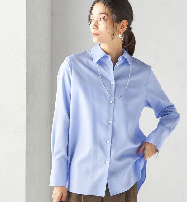 SHIPS for women「〈手洗い可能〉スーピマ コットン サテン シャツ」|シャツ・ブラウス|ライトブルー