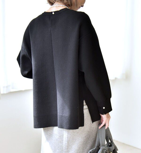 quaranciel「quaranciel:〈手洗い可能〉ダブルフェイス パールモチーフ ワイド ニット プルオーバー」|ニット・セーター|