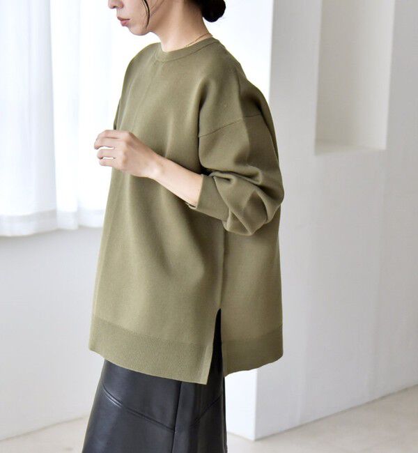 quaranciel「quaranciel:〈手洗い可能〉ダブルフェイス パールモチーフ ワイド ニット プルオーバー」|ニット・セーター|