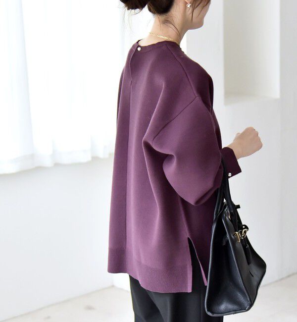 quaranciel「quaranciel:〈手洗い可能〉ダブルフェイス パールモチーフ ワイド ニット プルオーバー」|ニット・セーター|