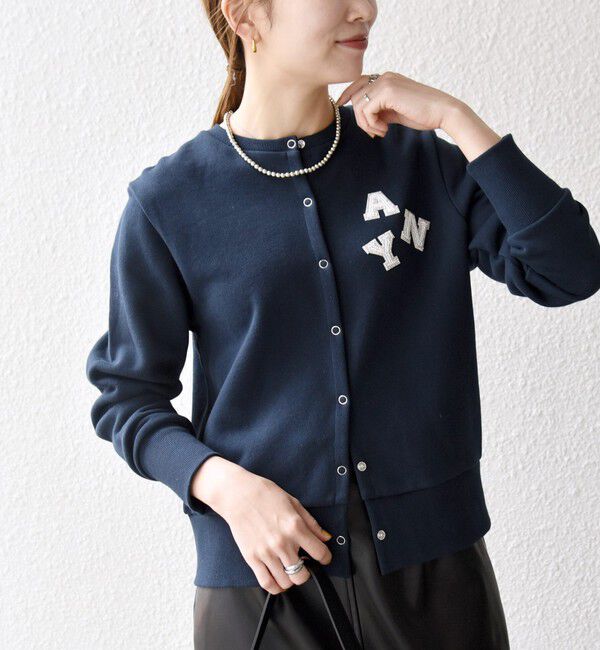 SHIPS any「SHIPS any:〈洗濯機可能〉裏起毛 ビジュー コンパクト スナップ カーディガン」|カーディガン|