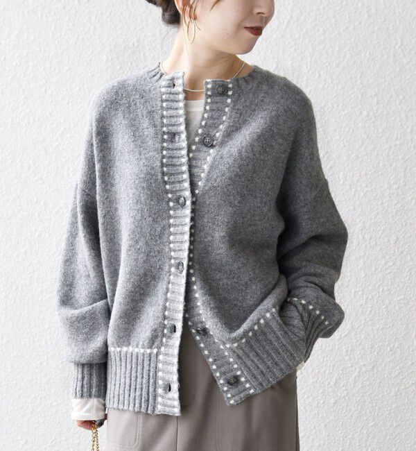 SHIPS any「SHIPS any:〈手洗い可能〉ステッチ デザイン ルーズ ニット カーディガン」|カーディガン|