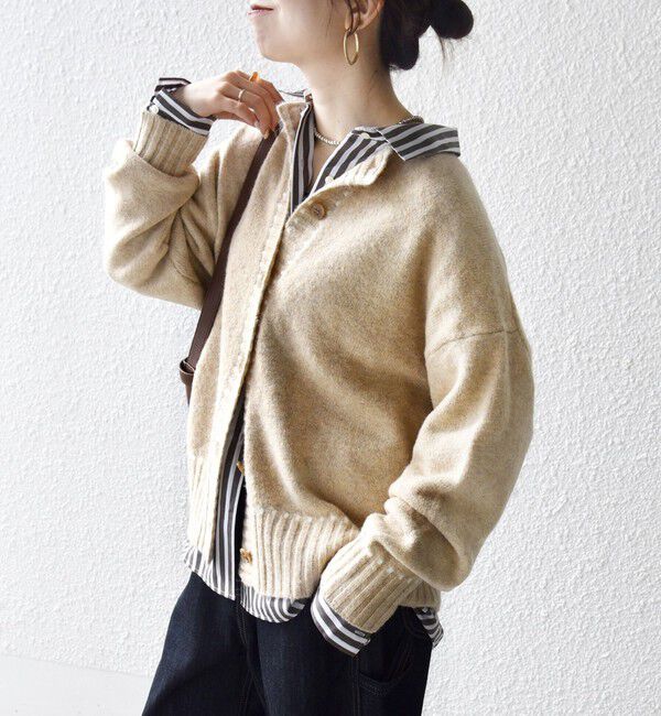 SHIPS any「SHIPS any:〈手洗い可能〉ステッチ デザイン ルーズ ニット カーディガン」|カーディガン|