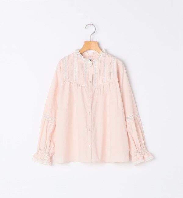 SHIPS KIDS「SHIPS KIDS:80～90cm / ピンタック レース ブラウス」|シャツ・ブラウス|ピンクベージュ