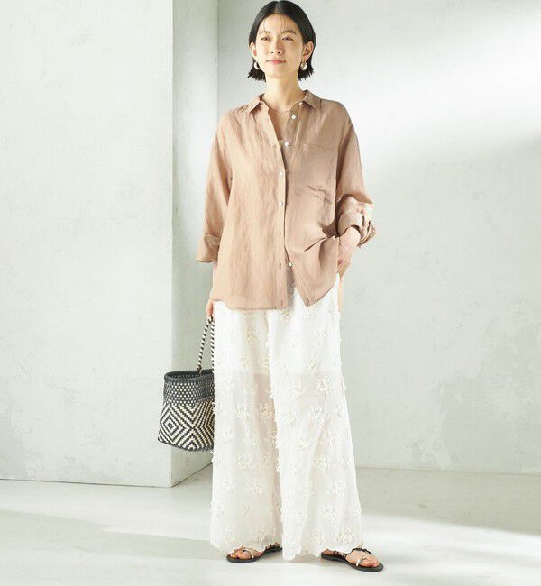 SHIPS for women「《一部追加予約》〈手洗い可能〉IMPERIAL LINEN 混 オーバー サイズ シャツ」|シャツ・ブラウス|