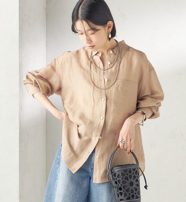 SHIPS for women「《一部追加予約》〈手洗い可能〉IMPERIAL LINEN 混 オーバー サイズ シャツ」|シャツ・ブラウス|