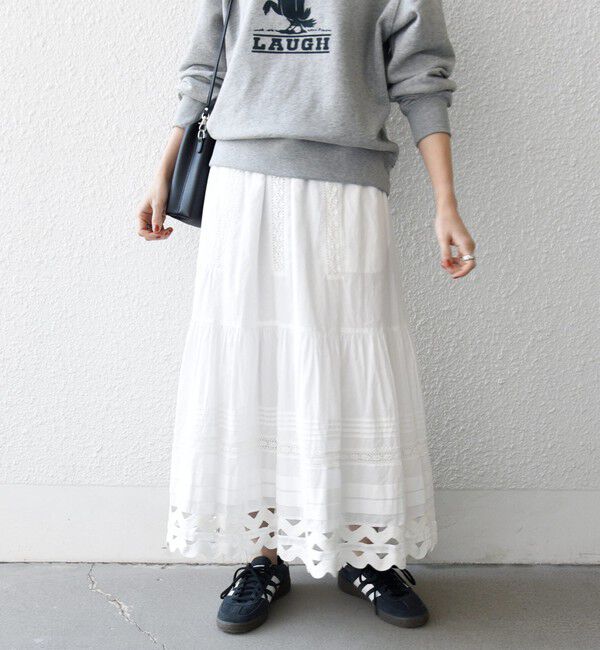 SHIPS any「《一部追加予約》SHIPS any:〈洗濯機可能〉キャンブリック レース ギャザー ボリューム スカート」|スカート|