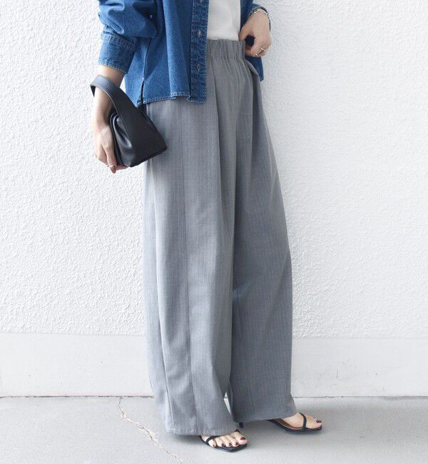 SHIPS for women「〈手洗い可能〉トロ ピン ストライプ / 無地 ウエスト ギャザー パンツ」|その他|