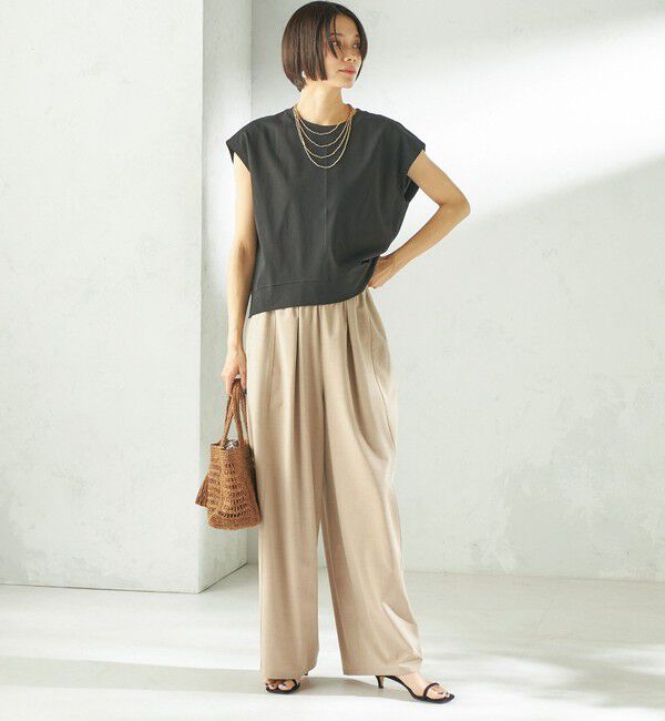 SHIPS for women「〈手洗い可能〉トロ ピン ストライプ / 無地 ウエスト ギャザー パンツ」|その他|