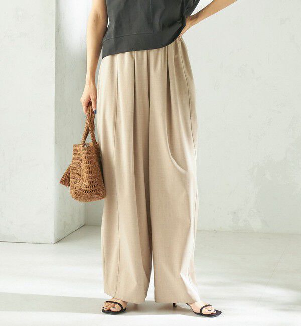 SHIPS for women「〈手洗い可能〉トロ ピン ストライプ / 無地 ウエスト ギャザー パンツ」|その他|