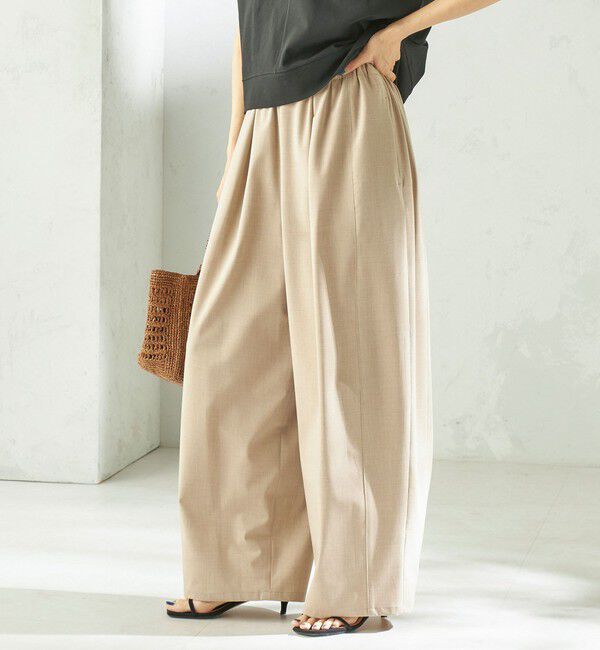 SHIPS for women「〈手洗い可能〉トロ ピン ストライプ / 無地 ウエスト ギャザー パンツ」|その他|