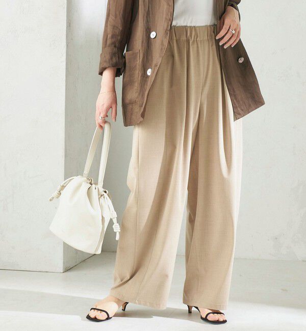 SHIPS for women「〈手洗い可能〉トロ ピン ストライプ / 無地 ウエスト ギャザー パンツ」|その他|