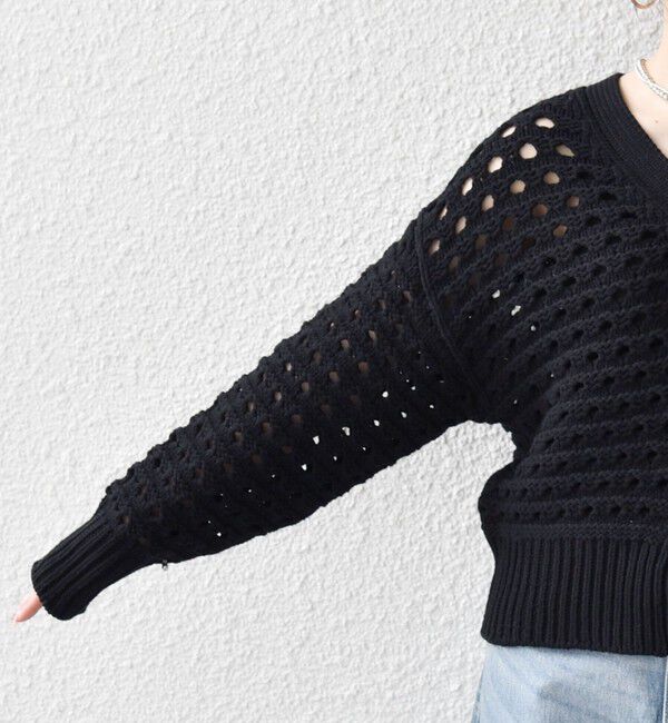 SHIPS any「SHIPS any:〈手洗い可能〉コットン ミックス 透かし編み Vネック カーディガン」|カーディガン|