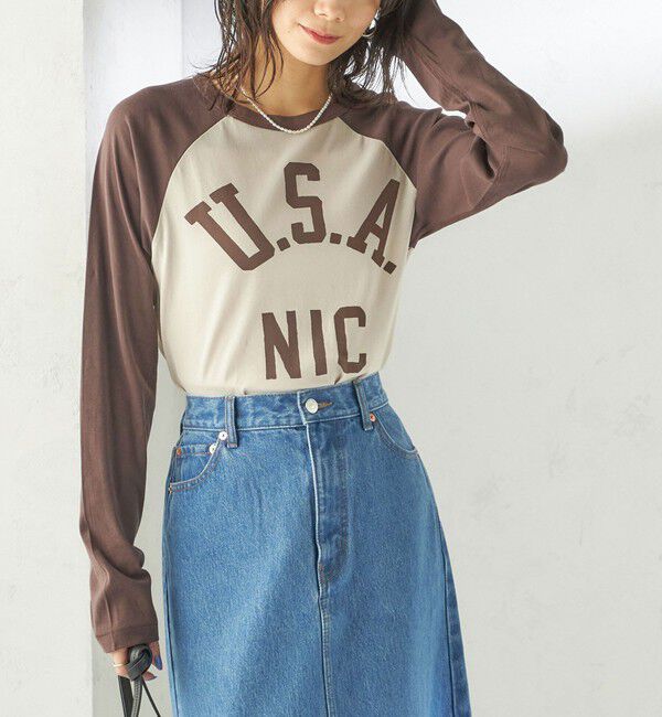 SHIPS for women「NINE CASE:〈手洗い可能〉シアー ラグラン TEE」|Tシャツ・カットソー|ブラウン