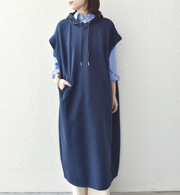 SHIPS Colors 「SHIPS Colors:〈手洗い可能〉異素材 フーディー ワンピース◇」|ワンピース|