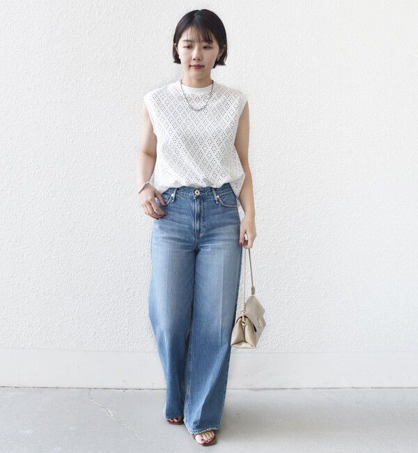 SHIPS for women「〈手洗い可能〉アイレット ノースリーブ フレア プルオーバー」|Tシャツ・カットソー|