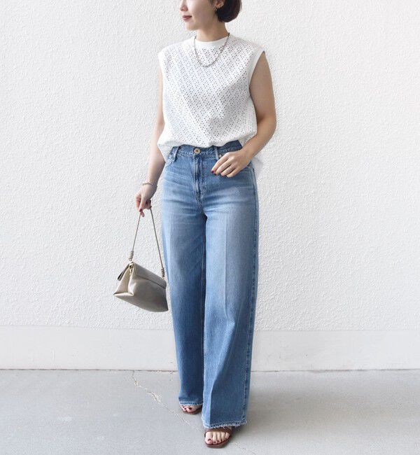 SHIPS for women「〈手洗い可能〉アイレット ノースリーブ フレア プルオーバー」|Tシャツ・カットソー|