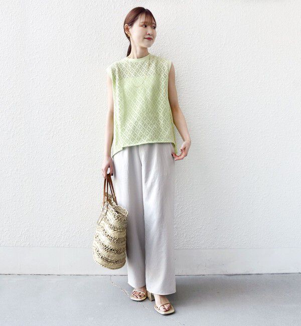 SHIPS for women「〈手洗い可能〉アイレット ノースリーブ フレア プルオーバー」|Tシャツ・カットソー|