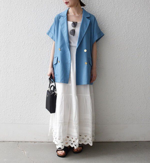 SHIPS any「《予約》SHIPS any:〈洗濯機可能〉シャンブレー デニム ロールアップ シャツ ジャケット」|テーラードジャケット|