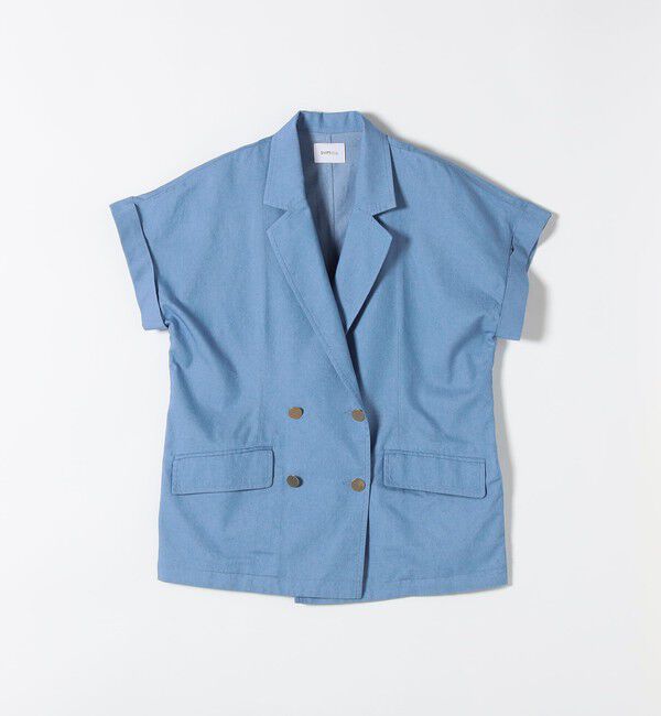 SHIPS any「《予約》SHIPS any:〈洗濯機可能〉シャンブレー デニム ロールアップ シャツ ジャケット」|テーラードジャケット|