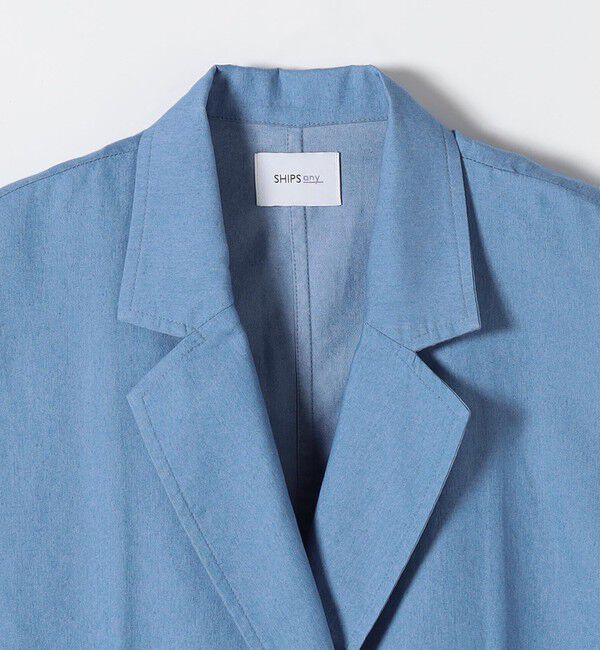 SHIPS any「《予約》SHIPS any:〈洗濯機可能〉シャンブレー デニム ロールアップ シャツ ジャケット」|テーラードジャケット|