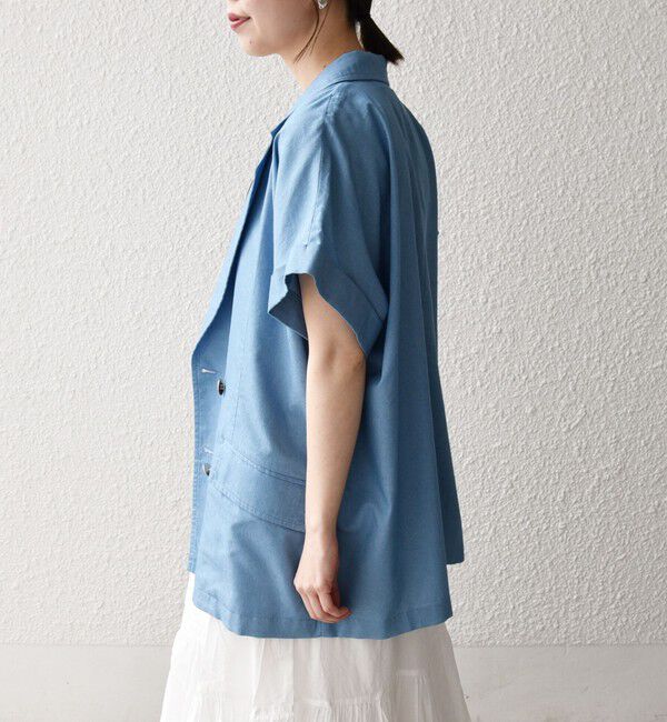 SHIPS any「《予約》SHIPS any:〈洗濯機可能〉シャンブレー デニム ロールアップ シャツ ジャケット」|テーラードジャケット|