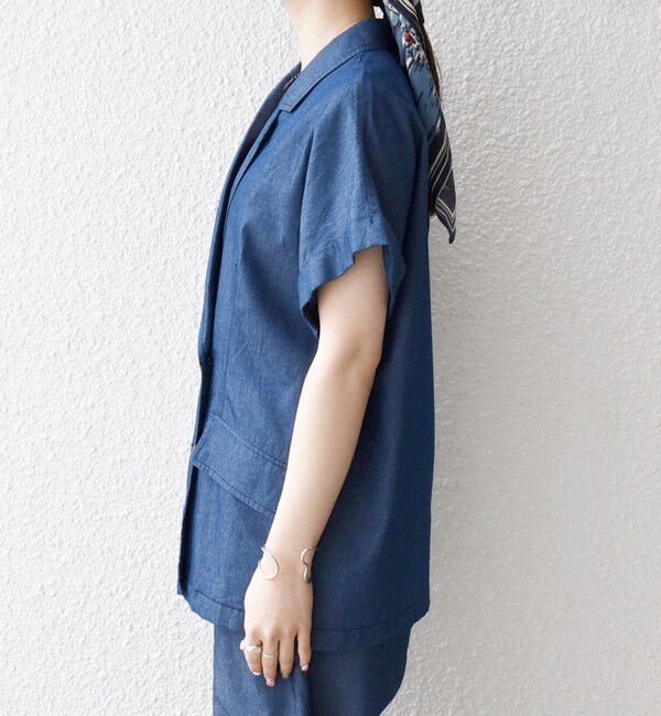 SHIPS any「《予約》SHIPS any:〈洗濯機可能〉シャンブレー デニム ロールアップ シャツ ジャケット」|テーラードジャケット|