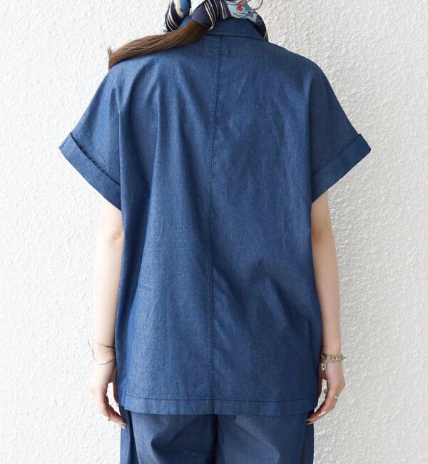 SHIPS any「《予約》SHIPS any:〈洗濯機可能〉シャンブレー デニム ロールアップ シャツ ジャケット」|テーラードジャケット|