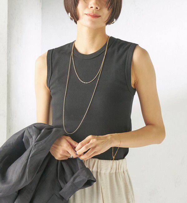 SHIPS for women「〈洗濯機可能〉コットン ベア テレコ リブ タンクトップ」|タンクトップ|ブラック