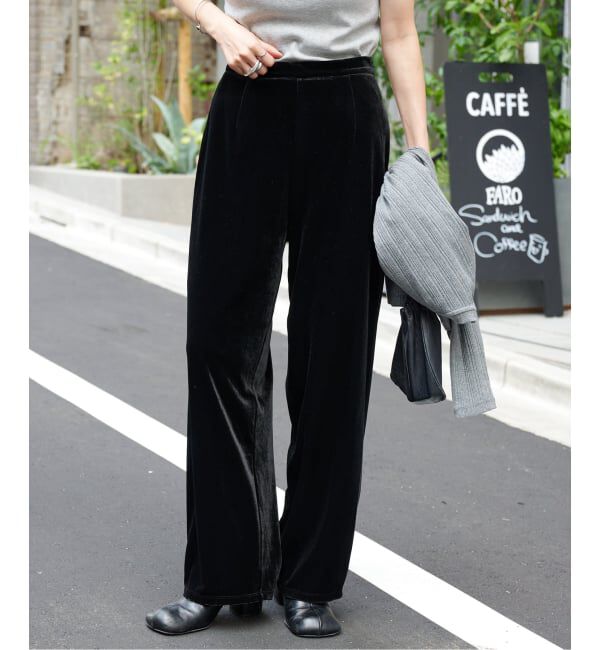 OUTDOOR PRODUCTS Usual Things「ベロアフレアパンツ」|スラックス|ブラック