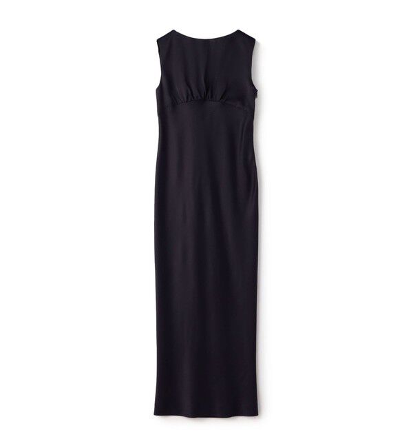 DES PRES「グロッシーサテン Iラインマキシワンピース」|ワンピース|69 ネイビー