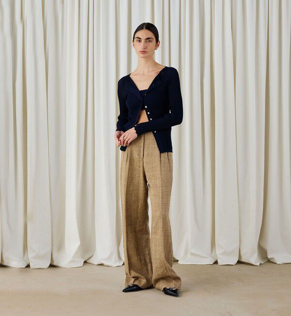 DES PRES「コットンアセテートリブ ボートネックカーディガン」|カーディガン|
