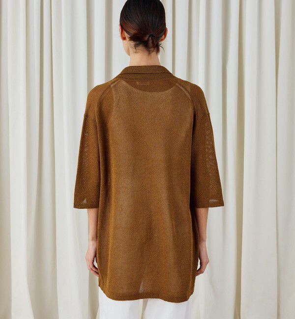DES PRES「コットンシルクペーパーツイスト ラペルカラーカーディガン」|カーディガン|