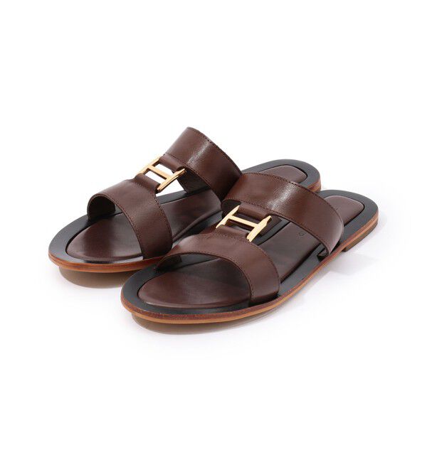 TOMORROWLAND GOODS「TOMORROWLAND バックル フラットサンダル」|サンダル|49 ダークブラウン