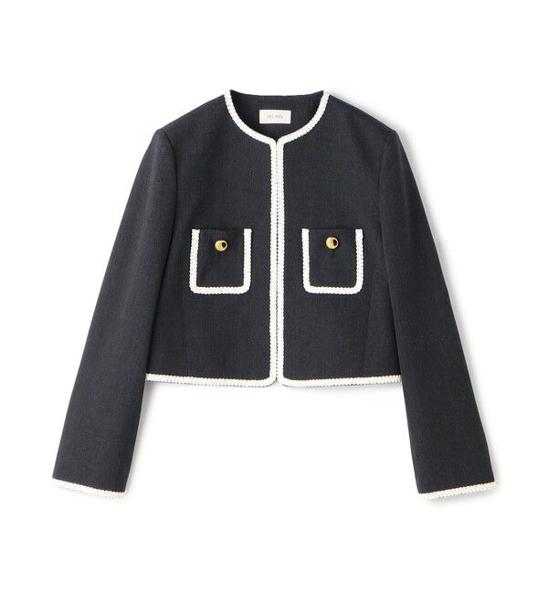 DES PRES「ハードウールオックスフォード クルーネックジャケット」|ノーカラージャケット|17 チャコールグレー