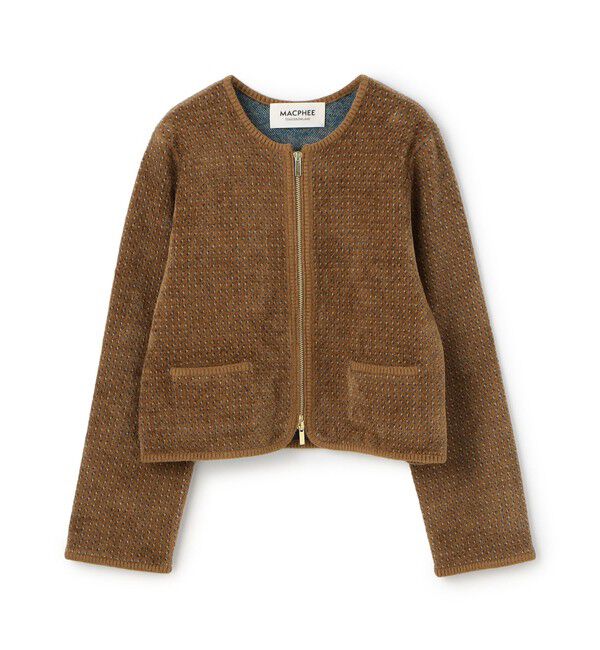 MACPHEE「シェニールジャカード ジップアップカーディガン」|カーディガン|46 ブラウン系