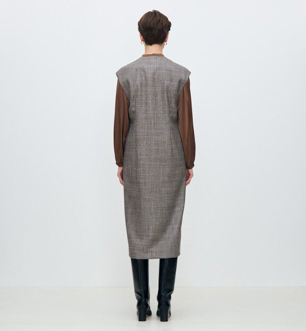 TOMORROWLAND collection「SILK AIR GLEN CHECK ジレワンピース」|ワンピース|