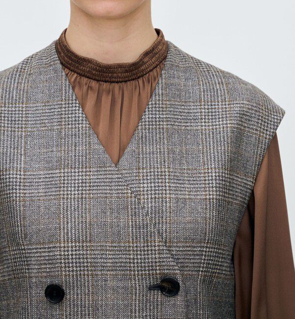 TOMORROWLAND collection「SILK AIR GLEN CHECK ジレワンピース」|ワンピース|