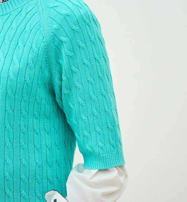MACPHEE「ギザケーブル ハーフスリーブプルオーバー」|ニット・セーター|