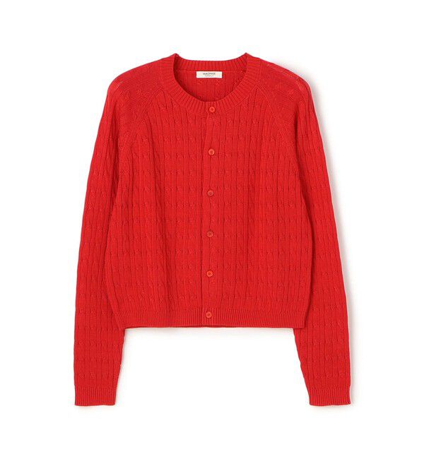 MACPHEE「ギザケーブル クルーネックカーディガン」|カーディガン|35 レッド