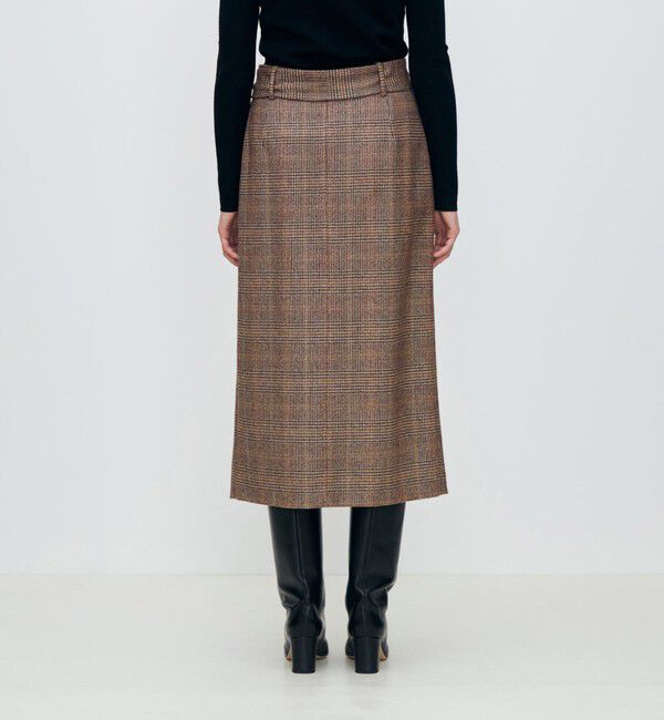 TOMORROWLAND collection「シックバーガンディー アシンメトリータックスカート」|タイト|