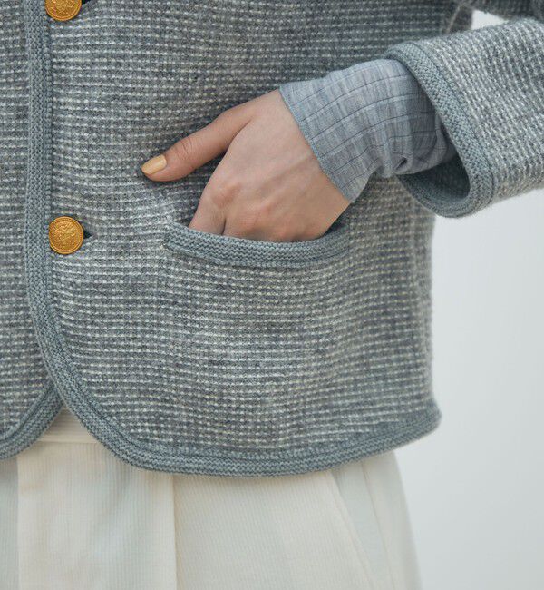 MACPHEE「ウールツイーディー クルーネックカーディガン」|カーディガン|