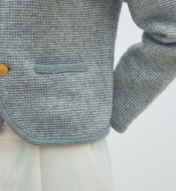 MACPHEE「ウールツイーディー クルーネックカーディガン」|カーディガン|