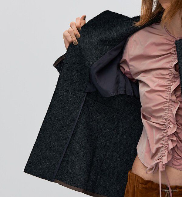 BACCA「ヘリンボーンツイード ノーカラージャケット」|ノーカラージャケット|