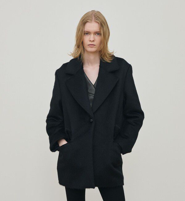 DES PRES「スーリーアルパカブラックシャギー ジャコット」|チェスターコート|