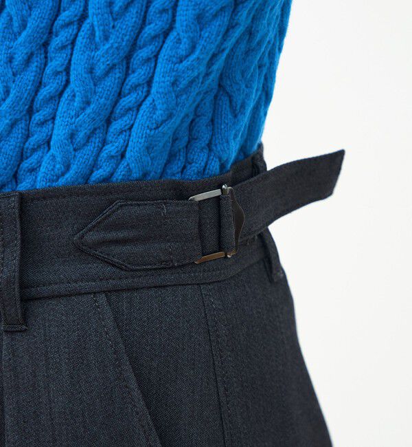 MACPHEE「ポリエステルウールドスキン アシンメトリーパンツ」|スラックス|