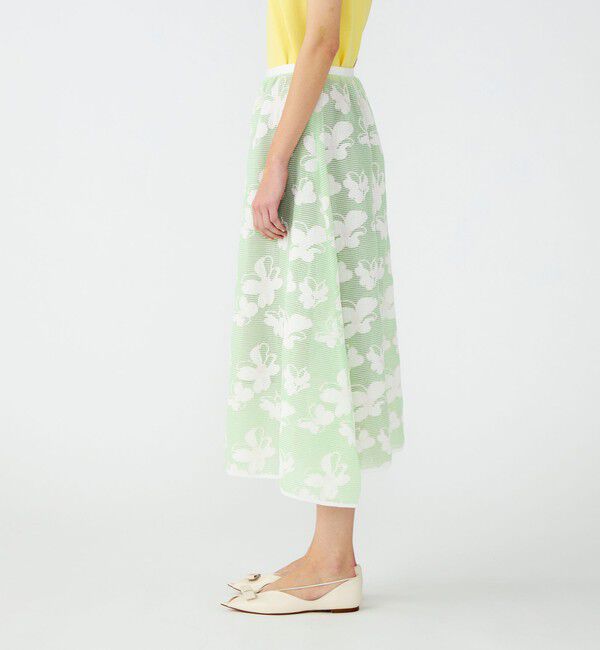 Ballsey「シースルーフラワー ギャザースカート」|フレア|