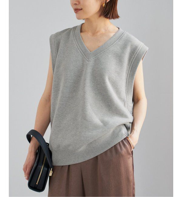 IENA「LOOPWHEELER for LOWERCASE 別注 ライトツリウラケ Vネックベスト」|ベスト・ジレ|