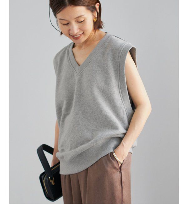 IENA「LOOPWHEELER for LOWERCASE 別注 ライトツリウラケ Vネックベスト」|ベスト・ジレ|