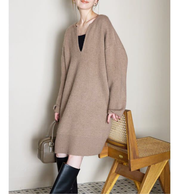 SLOBE IENA「《追加》ウォッシャブルファーリーミニワンピース」|ワンピース|